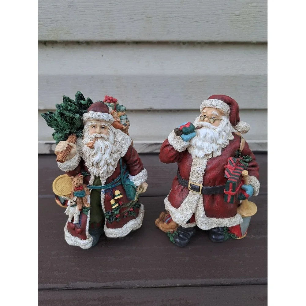 VTG Bundle Of 2 Lang & Wise Spirit Of Christmas Classic Santa Figurines 1997